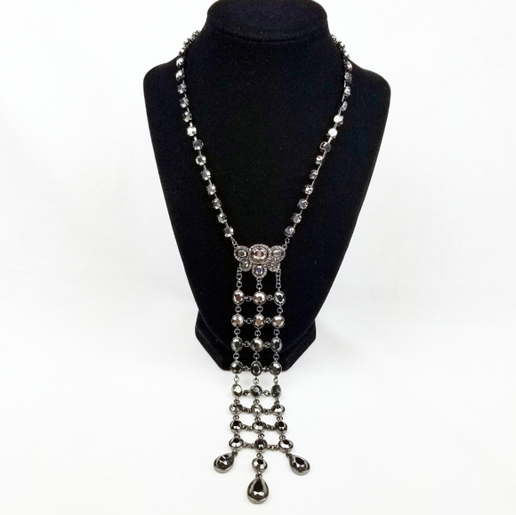 Vtg Carolee Lux Black Rhinestone Necklace EUC - Picture 4 of 13